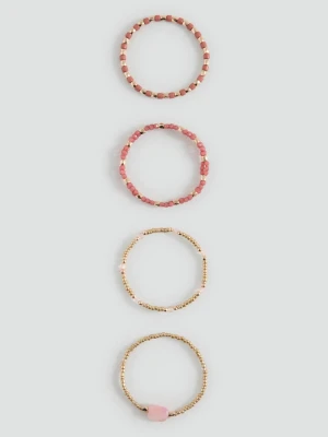 Zestaw 4 łączonych bransoletek kasztanowy - Dziewczyna - Rozmiar uniwersalny - MANGO TEEN