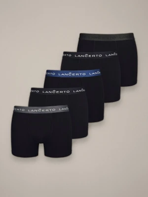 Zestaw 5 Par Czarnych Bokserek z Bawełną Lancerto