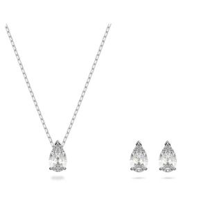 Zestaw Attract, Szlif gruszkowy, Biały, Powłoka z rodu Swarovski