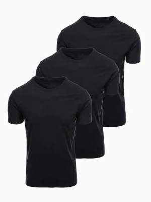 Zdjęcie produktu Zestaw bawełnianych męskich koszulek BASIC z okrągłym dekoltem – 3x czarny V9 OM-TSBS-0268 (3x - Rozmiar: XL Ombre Clothing