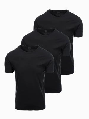 Zdjęcie produktu Zestaw bawełnianych męskich koszulek BASIC z okrągłym dekoltem – 3x czarny V9 Ombre Clothing