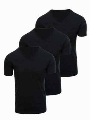 Zdjęcie produktu Zestaw bawełnianych męskich t-shirtów V-neck BASIC – 3x czarny V9 OM-TSBS-0281 (3x - Rozmiar: L Ombre Clothing