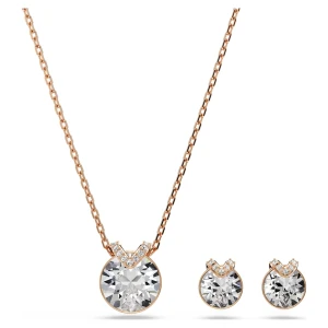 Zestaw Bella V, Szlif okrągły, Biały, Powłoka w odcieniu różowego złota Swarovski