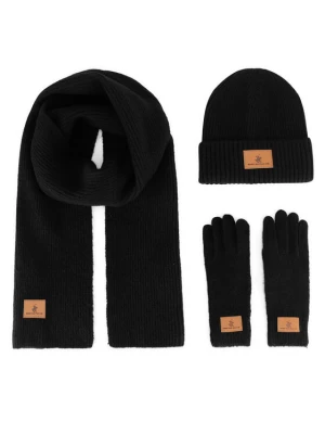 Zestaw czapka, szalik i rękawiczki Beverly Hills Polo Club BHPC-MC-001-AW24 Czarny