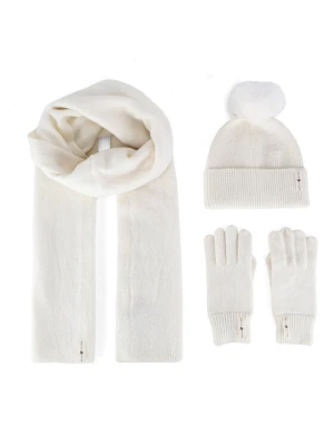 Zestaw czapka, szalik i rękawiczki Beverly Hills Polo Club BHPC-WC-002-AW24 Biały