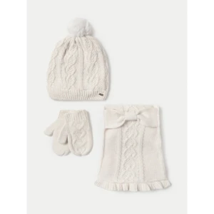 Zestaw czapka, szalik i rękawiczki Mayoral 10768 Écru