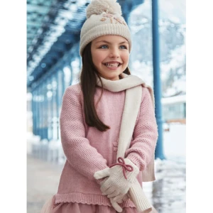 Zestaw czapka, szalik i rękawiczki Mayoral 10826 Beżowy