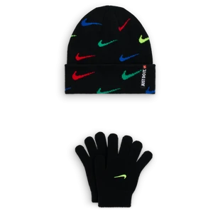 Zestaw dla dużych dzieci Nike Swoosh Repeat Beanie and Gloves Set - Czerń