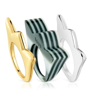 Zestaw Dużych Dwukolorowych Pierścionków Z Motywem Tulipana I Żółtym Acetatem My Other Half - Tous