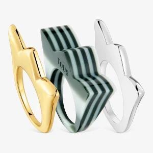 Zestaw Dużych Dwukolorowych Pierścionków Z Motywem Tulipana I Żółtym Acetatem My Other Half - Tous