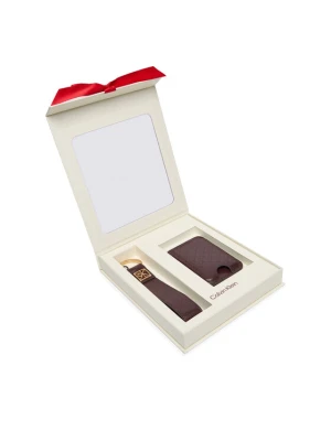 Zestaw etui na karty i brelok Calvin Klein LV04F1101G Bordowy