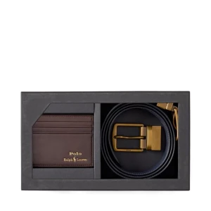 Zestaw etui na karty i pasek Polo Ralph Lauren 405880721002 Brązowy