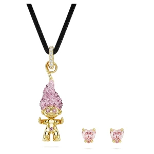 Zestaw Good Luck Trolls, Troll, Różowy, Powłoka w odcieniu złota Swarovski