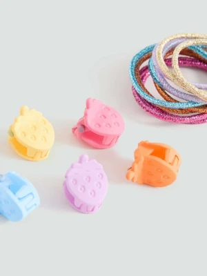 Zestaw gumek i klamerek do włosów różowy - Dzieci - Rozmiar uniwersalny - MANGO KIDS