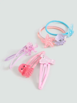 Zestaw gumek i klamerek ze zwierzętami różowy - Dzieci - Rozmiar uniwersalny - MANGO KIDS