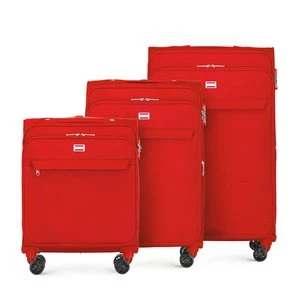 Zestaw jednokolorowych walizek miękkich czerwony Wittchen