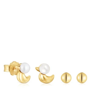 Zestaw Kolczyków Ze Srebra Pozłacanego 18-Karatowym Złotem Z Motywem Kaczki I Perłami Hodowanymi Virtual Garden - Tous Rozmiar