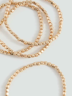 Zestaw koralikowych bransoletek złoty - Dziewczyna - Rozmiar uniwersalny - MANGO TEEN