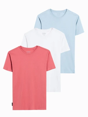 Zdjęcie produktu Zestaw koszulek bawełnianych BASIC 3-pak - mix V19 - Rozmiar: XL Ombre Clothing błękitny