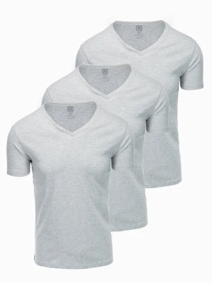 Zdjęcie produktu Zestaw koszulek bawełnianych V-NECK 3-pak - szary melanż V10 Ombre Clothing