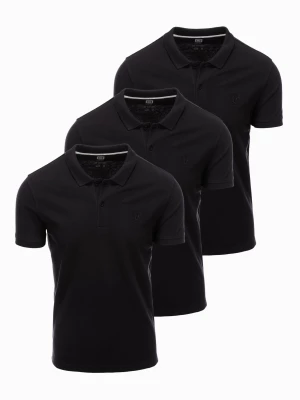 Zestaw koszulek męskich polo z dzianiny pique 3-pak - czarny V10 Z28
 -                                    L
