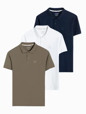 Zestaw koszulek męskich polo z dzianiny pique 3-pak - mix V24 Z28
 -                                    L Ombre