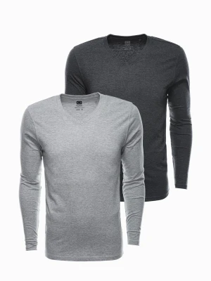 Zestaw longsleeve męski V-NECK - mix 2-pak V1 Z41
 -                                    M Ombre