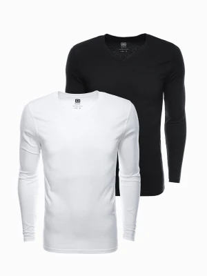 Zestaw longsleeve męski V-NECK - mix 2-pak V2 Ombre Clothing