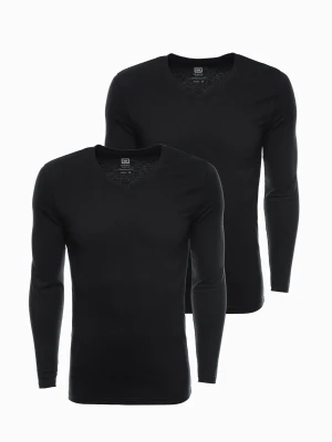 Zestaw longsleeve męski V-NECK - mix 2-pak V4 Ombre Clothing