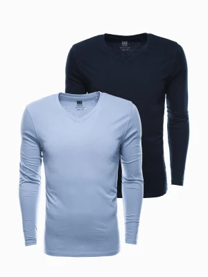 Zestaw longsleeve męski V-NECK - mix 2-pak V6 - Rozmiar: XXL Ombre Clothing
