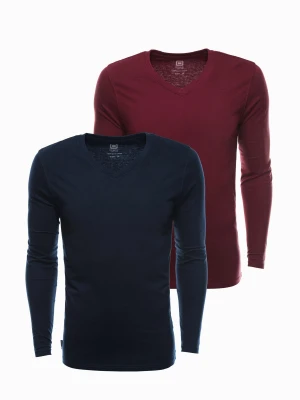 Zestaw longsleeve męski V-NECK - mix 2-pak V7 Ombre Clothing