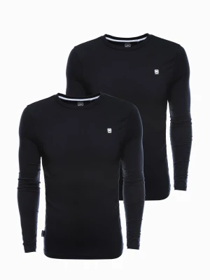 Zestaw longsleeve męski z elastanem - MIX 2-pak V3 - Rozmiar: XXL Ombre Clothing