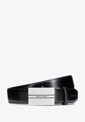 Zestaw męski: pasek i etui na karty ze skóry naturalnej czarno - srebrny Wittchen