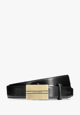 Zestaw męski: pasek i etui na karty ze skóry naturalnej czarno - złoty Wittchen