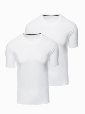 Zestaw męskich t-shirtów z okrągłym dekoltem - biała V4 - Rozmiar: XL Ombre Clothing