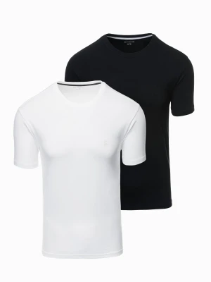 Zdjęcie produktu Zestaw męskich t-shirtów z okrągłym dekoltem – biały/czarny V2 - Rozmiar: XL Ombre Clothing