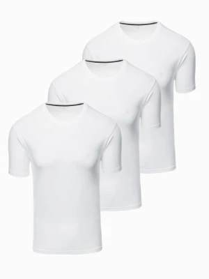 Zdjęcie produktu Zestaw męskich t-shirtów z okrągłym dekoltem – biały V1 - Rozmiar: L Ombre Clothing