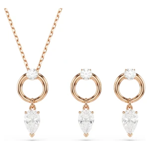 Zestaw Mesmera, Szlif gruszkowy, Szlif okrągły, Biały, Powłoka w odcieniu różowego złota Swarovski