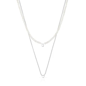 Zestaw Naszyjników Mini Icons Wykonany Ze Srebra I Hodowlanych Pereł Z Motywem Serca I Misia - Tous