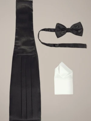 Zestaw Pas Smokingowy Czarny Plus Mucha Lancerto