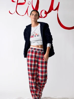 Zestaw piżamy 3-częściowy w kratę z bawełną Etam