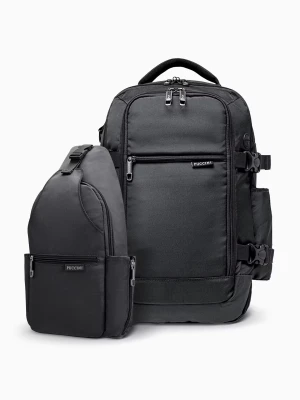 Zdjęcie produktu Zestaw plecak wielofunkcyjny do samolotu + sling bag czarny Puccini