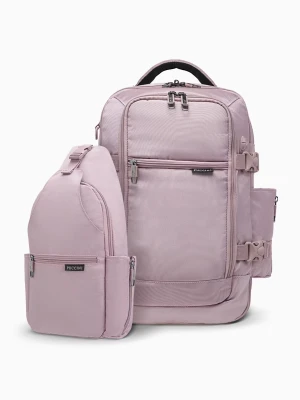 Zdjęcie produktu Zestaw plecak wielofunkcyjny do samolotu + sling bag różowy Puccini