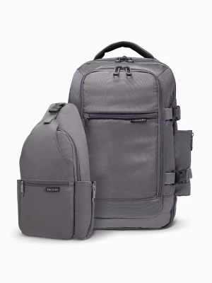 Zdjęcie produktu Zestaw plecak wielofunkcyjny do samolotu + sling bag szary Puccini