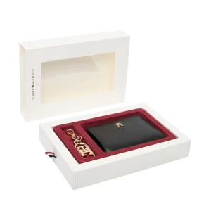 Zestaw portfel i brelok Tommy Hilfiger Med Za W/Flap + Charm AW0AW18041 Czarny