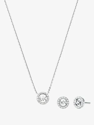 Zestaw prezentowy Fulton z kolczykami i naszyjnikiem ze srebra próby 925 pokrytym metalem szlachetnym w stylu pavé z zawieszką z logo Michael Kors
