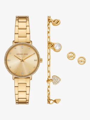 Zestaw prezentowy z biżuterią i miniaturowym zegarkiem Pyper z kryształkami pavé w złotych kolorach Michael Kors