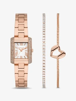 Zestaw prezentowy z bransoletką i zegarkiem Mini Emery w odcieniach różowego złota z kryształkami pavé Michael Kors