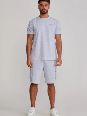 Zestaw SikSilk Męski Szary Marmurkowy T-Shirt i Spodenki