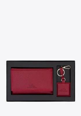 Zestaw skórzany – portfel i brelok czerwony Wittchen